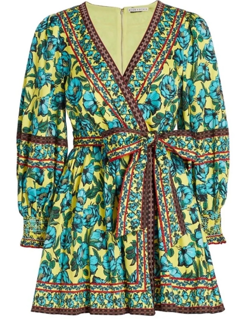Alice + Olivia floral wrap mini dress size 0